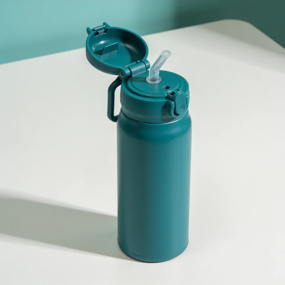 Creek Flip Bottle — teal; capacity 400 mL; diameter 65 mm; height 180 mm; mass 110 g